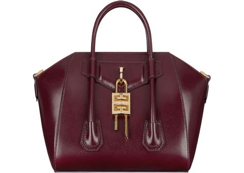 givenchy antigona medium oxblood|Mini Antigona bag in Box leather .